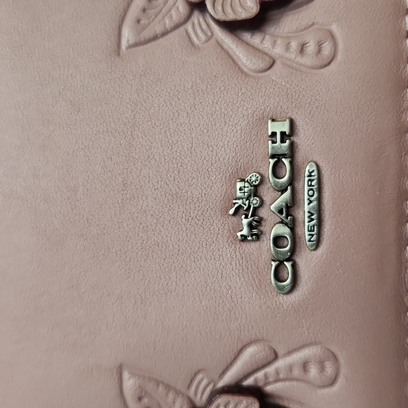Coach Pink Floral Embossed Women's Wallet - Picture 3 of 11